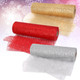 29cm x 25m Organza Rolls (Pack of 3) - Sparkle Glitter Sequin Design - Gold, Silver, Red